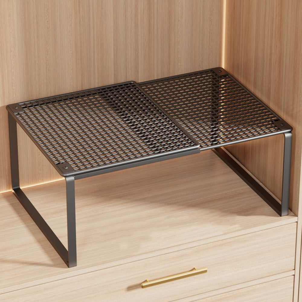 Expandable Carbon Steel Closet Shelf and Adjustable Storage Rack-Black