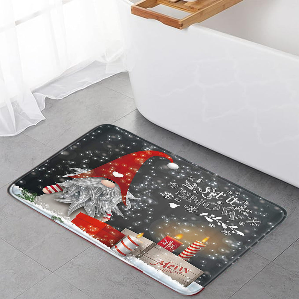 Christmas Non-Slip 3 PCs Bath Rugs Sets Toilet Lid Cover Toilet Mat Bathroom Decor