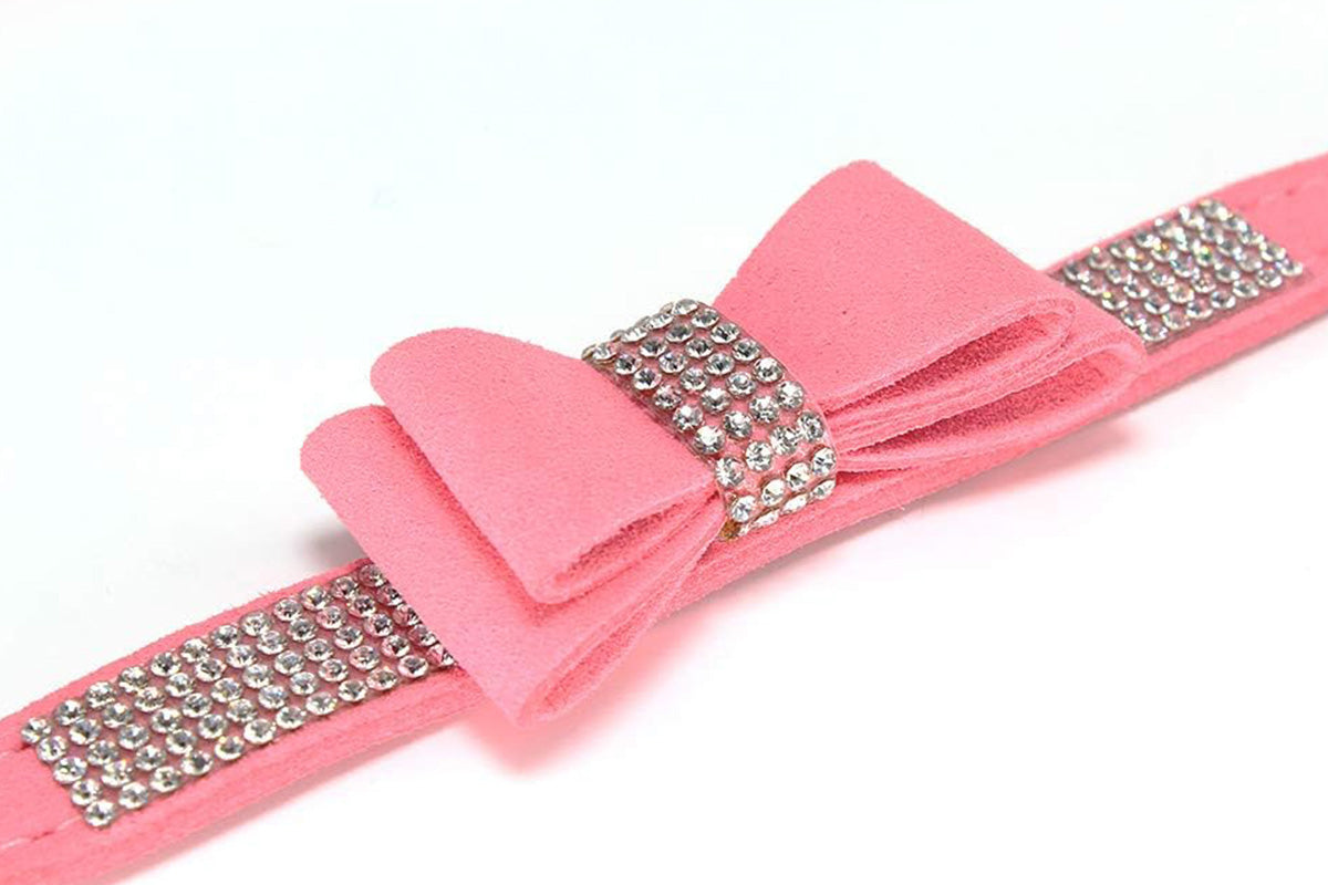 Dazzling Embellishments Dog Leashes and Collars with Bow Knot for Small Dogs Puppy