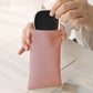2Pcs Squeeze Portable Leather Glasses Storage Bags-Green and Pink