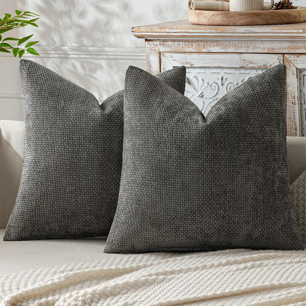 2 Pack Chenille Knit Throw Pillow Covers for Couch Bed