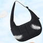 Small Puffer Crescent Shoulder Bag for Women Nylon Quilted Handbag with Adjustable Strap
