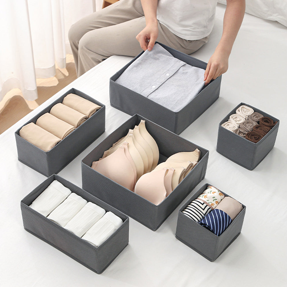 3Pcs Foldable Drawer Organizer Sock Underwear Storage Box with Zipper