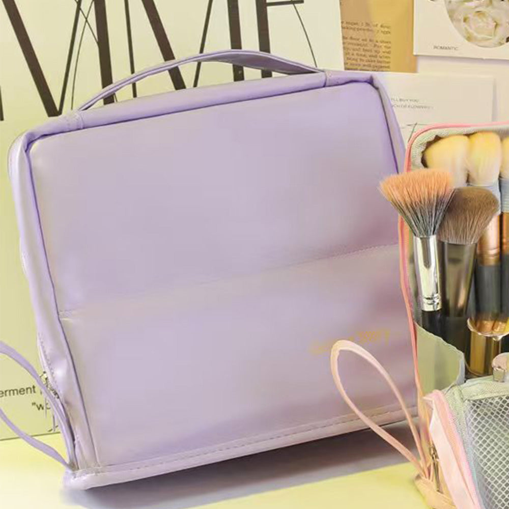 Large Capacity Standing Makeup Bag Travel Makeup Organizer Cosmetic Bag