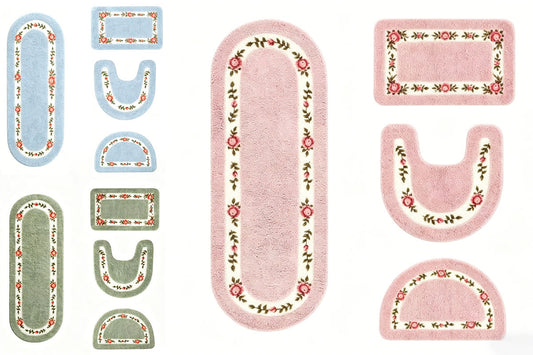 4Pcs Shaggy Mat Set Plush Bathroom Floor Mats Toilet Mat