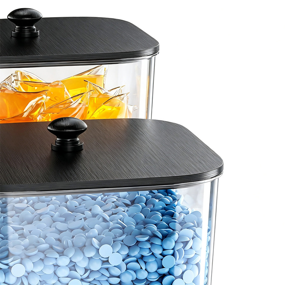 4Pcs Clear Laundry Storage Containers with Airtight Wooden Lids