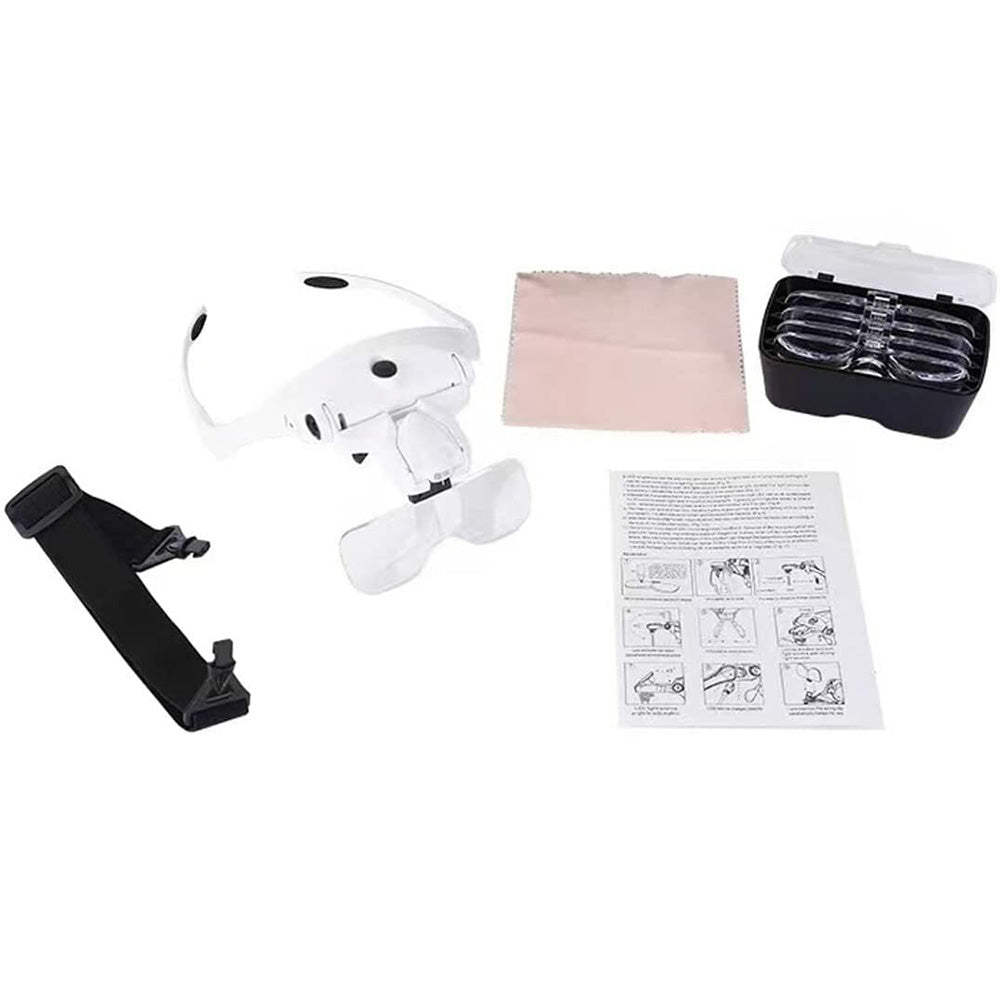 2XUSB Rechargeable LED Head Optical Glasses for Reading and Crafting