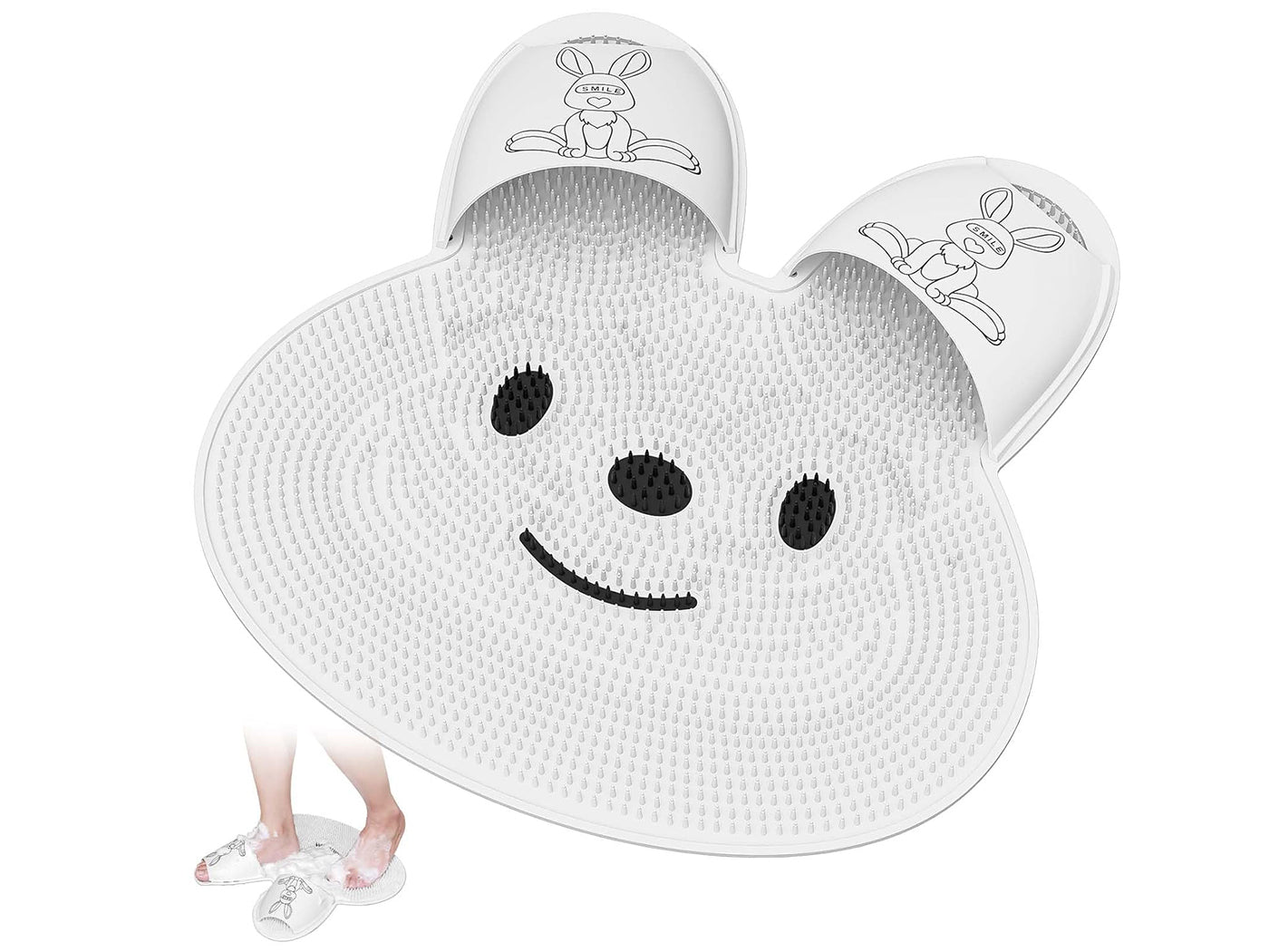 Shower Foot Scrubber Mat Rabbit-Shaped Silicone Foot Scrubber Pad