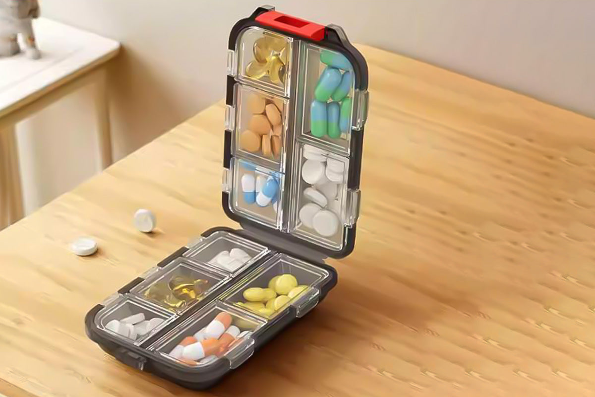 Travel Pill Boxes Pill Organizer 24 Lables 10 Grids Travel Daily Pill Container