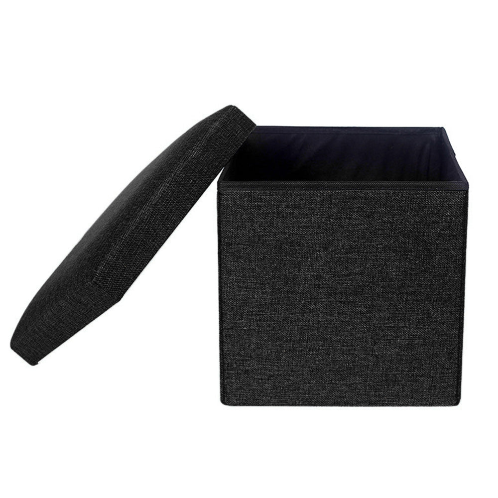 Foldable Storage Ottoman Shoe Bench with Thick Foam Lid-Black