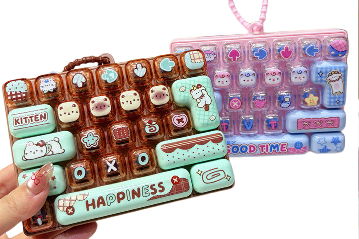 Aldults Keyboard Fidget Toy Keychain Press-able Rebound Keycap Stress Relief Toy