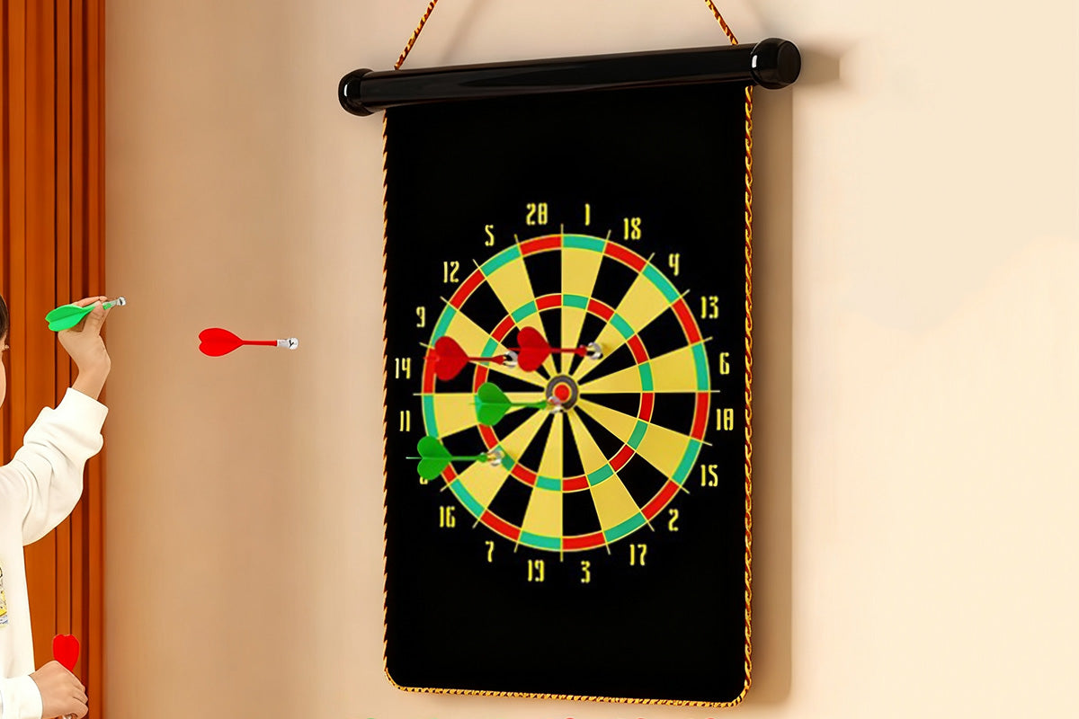 Roll Up Dartboard Set with 12 Darts Indoor Outdoor Game Toy Gift