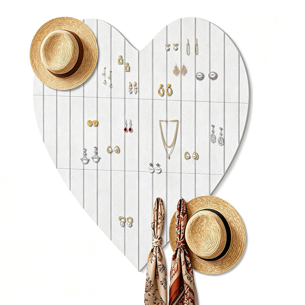 75x74cm Heart Shaped Felt Photo Message Display Board with Adhesive Dots