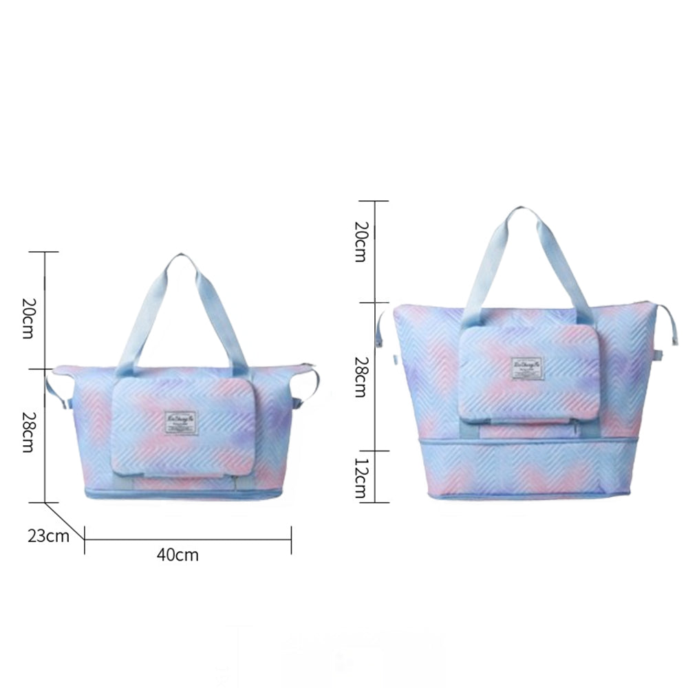 2Pcs Gradient Color Expandable Large-Capacity Travel Foldable Duffle Bag