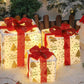 3PCS Christmas Lighted Gift Boxes With 8 Modes For Holiday Indoor Outdoor Decorations