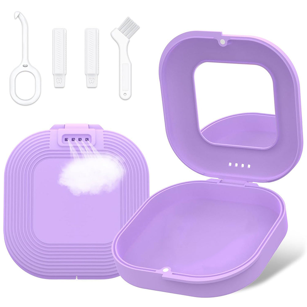 Retainer Case with Mirror and Retainer Removal Tool Mouth Guard Storage Box