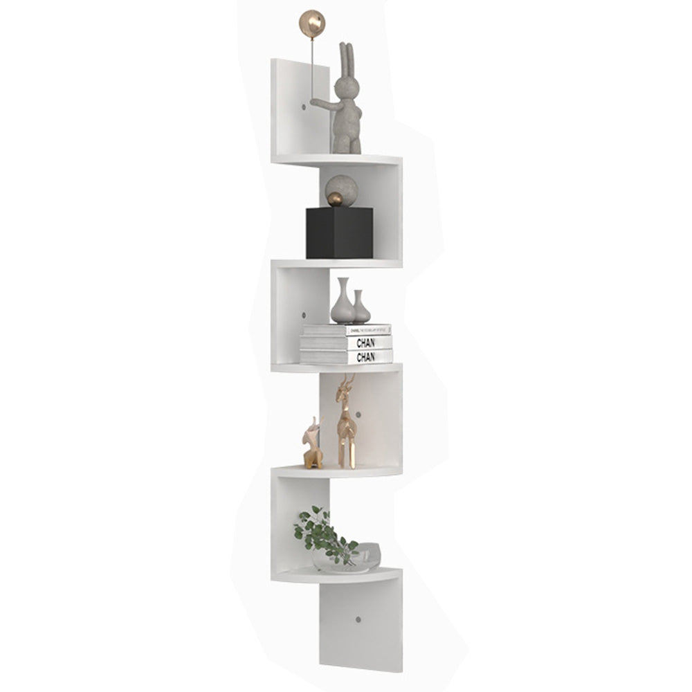 5 Tier Large Zigzag Corner Wall Mounted DVD CD Storage Display Shelf