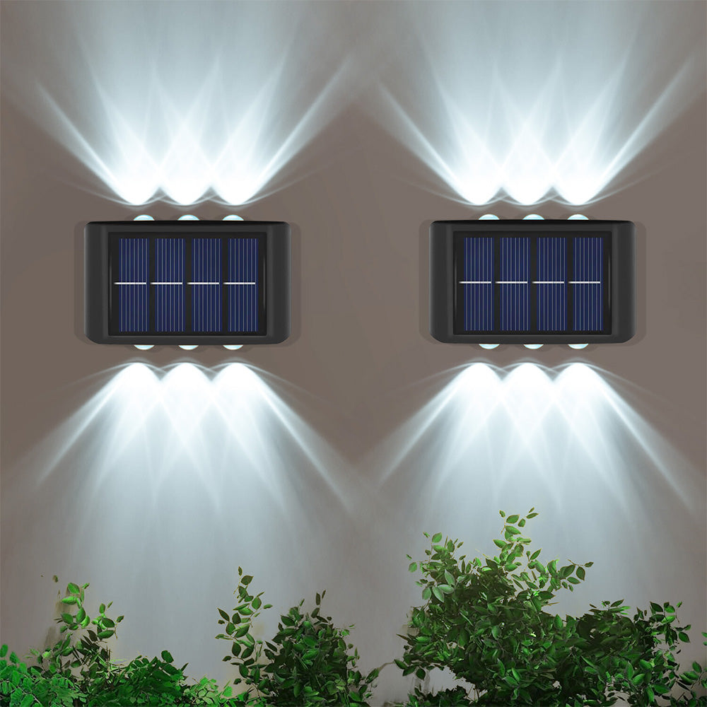 4Pcs Solar Wall Light for Outdoor Fence Waterproof Convex Lens Design