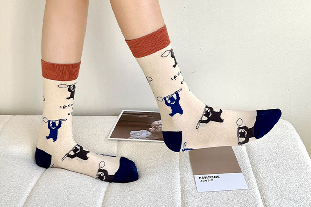 4 Pairs Women Novelty Crew Socks