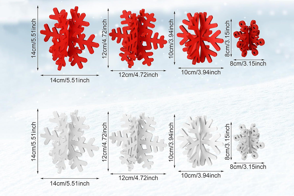 8Pcs 3D Wooden Snowflake Table Decor Christmas Winter Wonderland Centerpiece