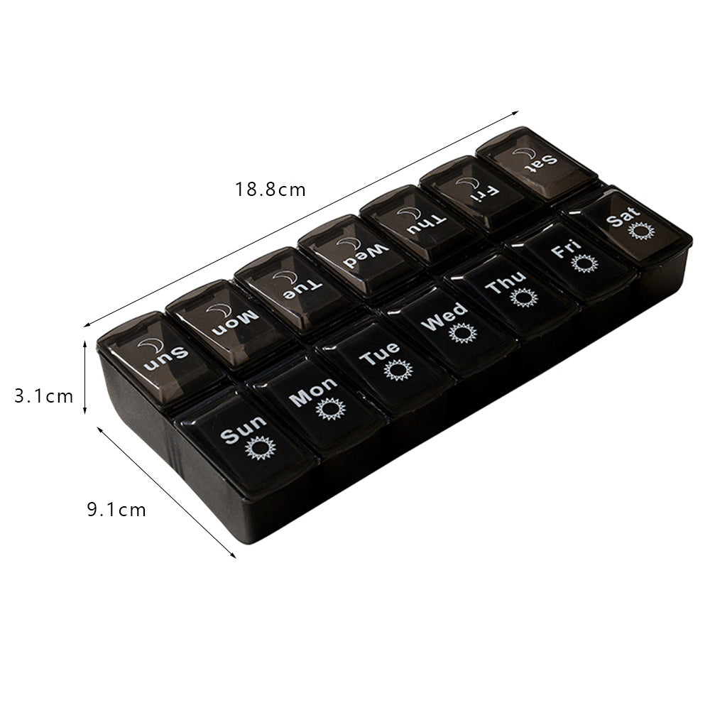 14-Slot 7-Day Pill Dispenser Box for AM/PM Weekly