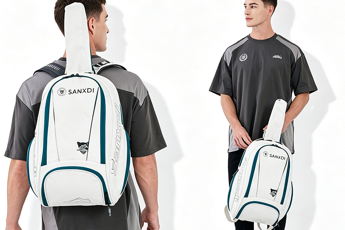 Sports Tennis Backpack PU Water-Resistant Badminton Racket Bag with Separate Shoe Compartment Rucksack for Gym Outdoor