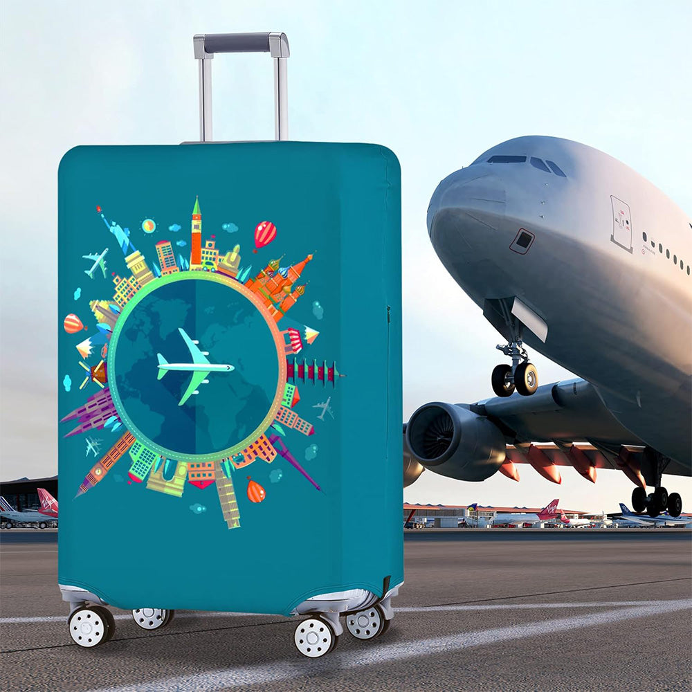 Thicker Luggage Cover Elastic Suitcase Cover Fits 18-21inch Travel Washable Cover-Green