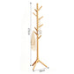 Solid Wood Freestanding Coat Rack with 8 Hooks Tripod Base for Bedroom Entryway