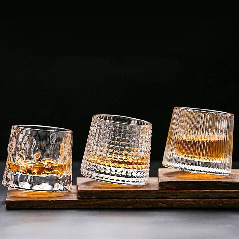 4PCS Rotating Whiskey Glass 180ml Rotating Glass Tumblers for Home Bars Party
