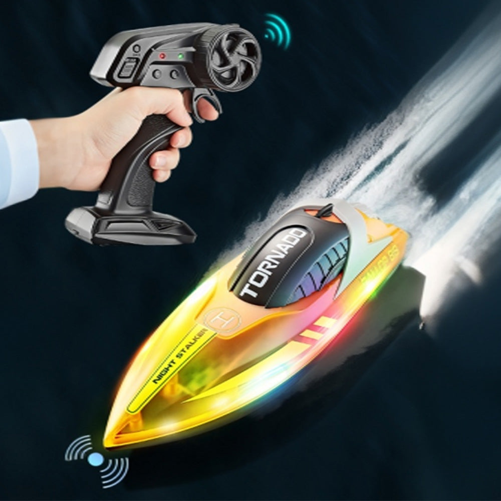 Rechargeable Water-resistant Remote Control Boat with Color LED Lights for Pool Lake
