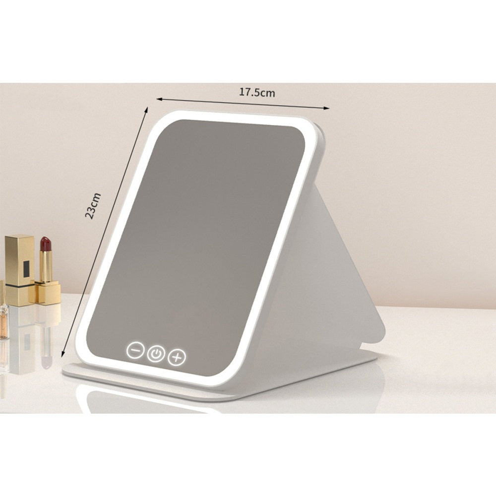 Fold LED Dimmable Makeup Mirror with 3 Colors Adjustable Light