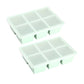 2Pcs 6-Grid Silicone Ice Cube Tray Large Square Ice Cube Mold