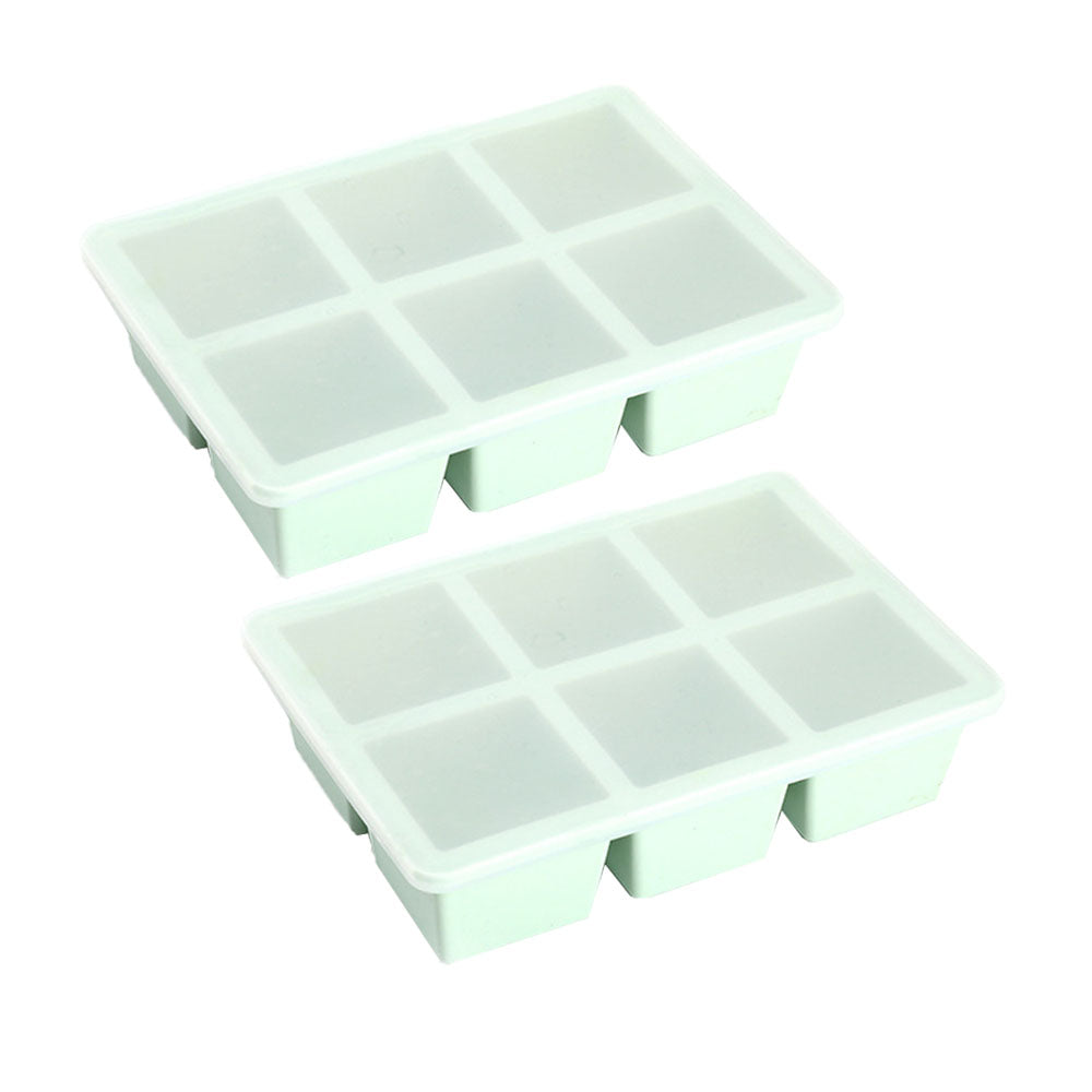 2Pcs 6-Grid Silicone Ice Cube Tray Large Square Ice Cube Mold