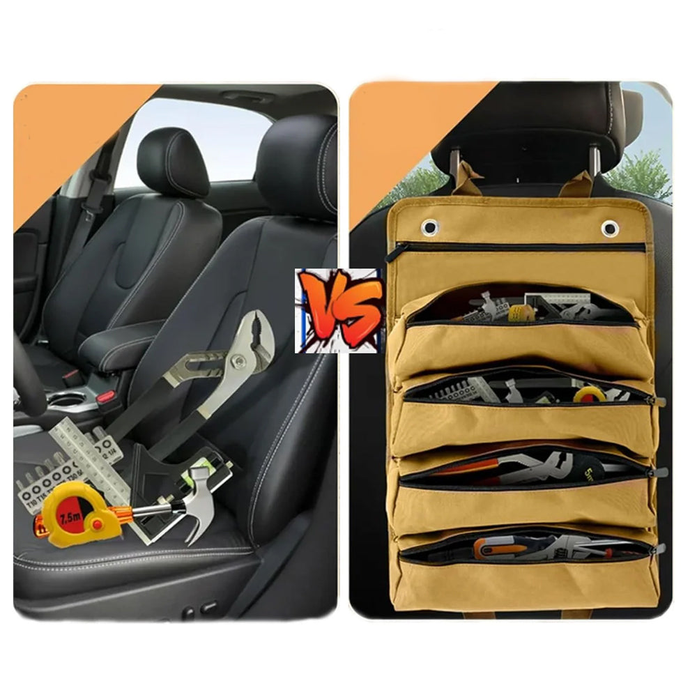 Roll-Up Hardware Tool Storage Bag with Detachable Zipper Pouch