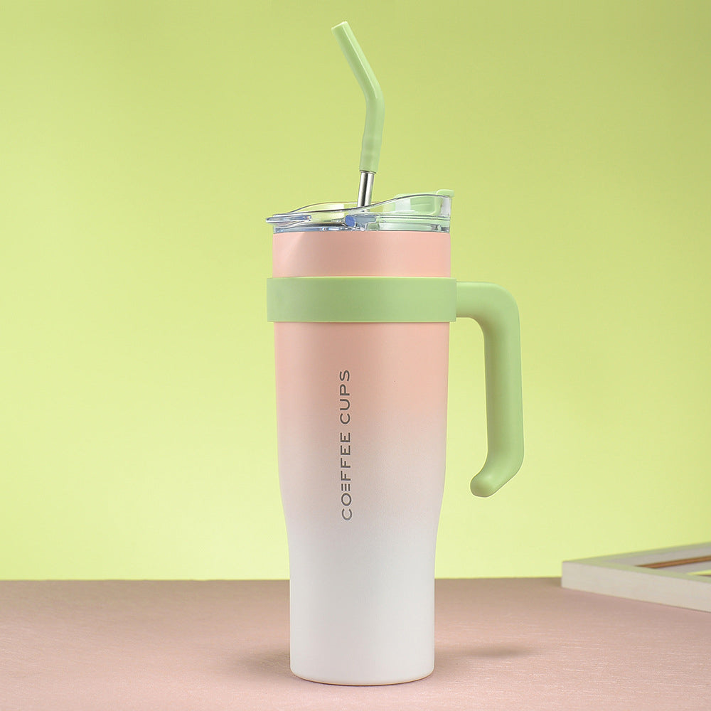 40oz Insulated Stainless Steel Tumbler with Handle and Straw