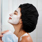 Reusable Water-Resistant Double-Layer Polyester and Satin Shower Cap for Women