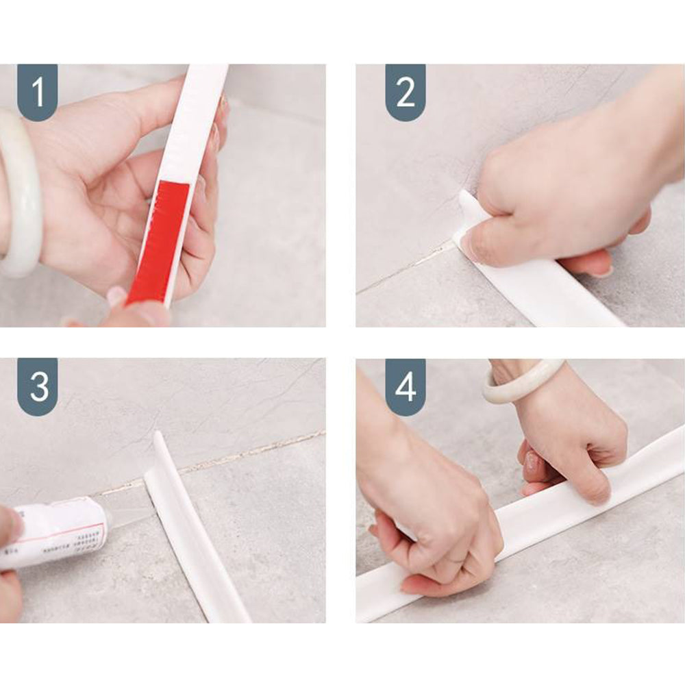 Bathroom Rubber Water Stopper Strip Shower Dam Dry and Wet Separation Barrier