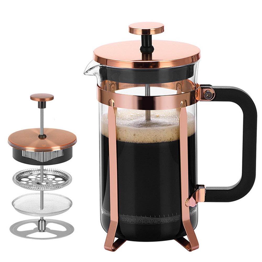 French Press Coffee Maker Borosilicate Glass Stainless Steel Brewer Cold Brew Cafetera