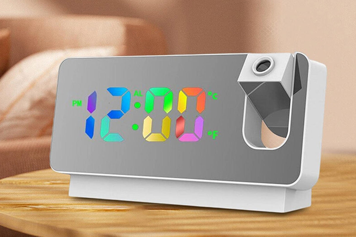 LED Digital Smart Alarm Clock with Projection Temperature Time LCD Display