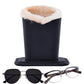 Soft Plush Lined Eyeglasses Desk Holder PU Leather Glasses Display Stand With Base