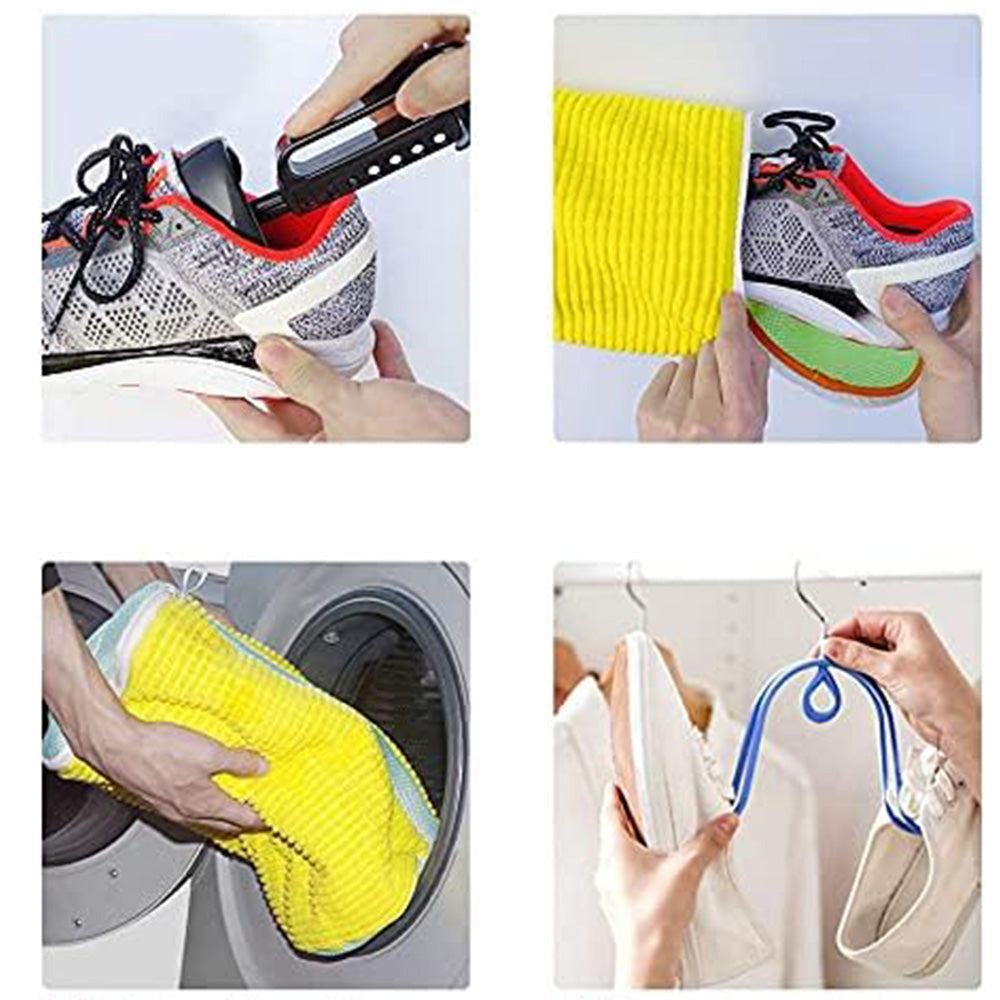 2Pack Chenille Wash Bags for Shoes with 2 Pairs of Shoe Horns for Men and Women