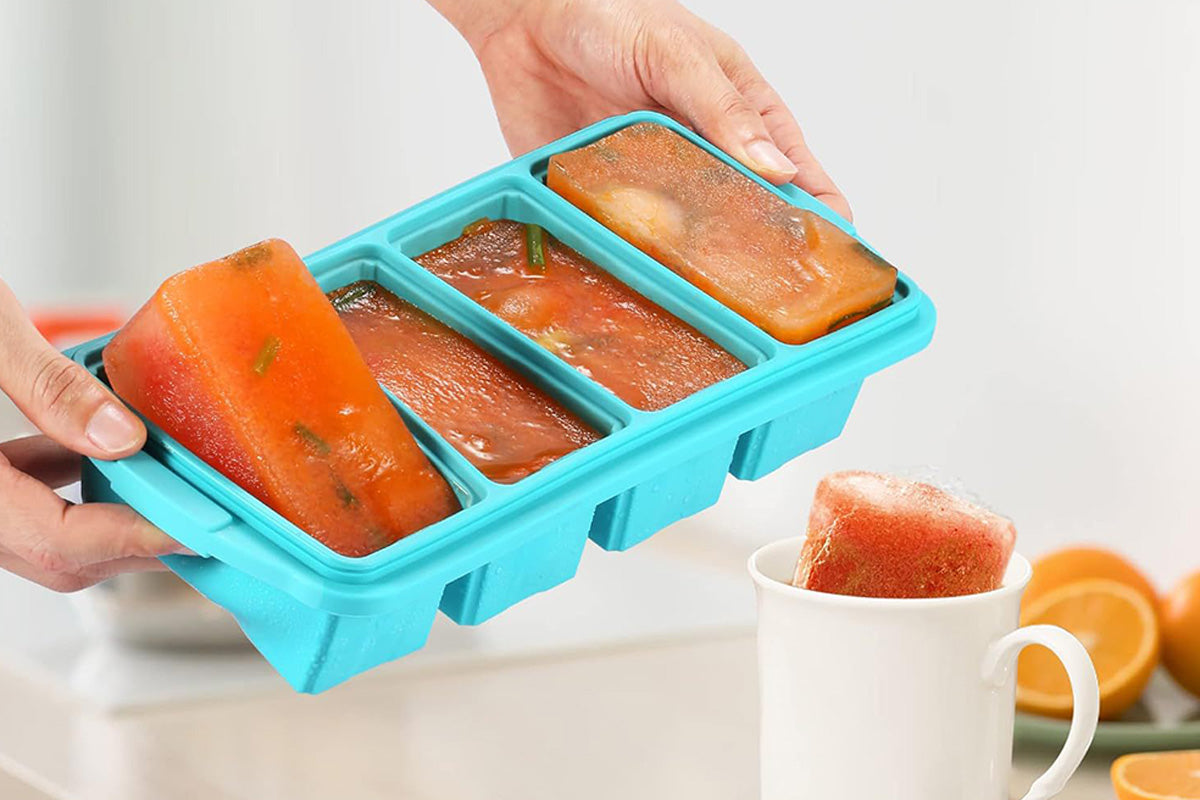 Silicone Freezer Tray With Lid Freezer Food Storage Molds for Soup Sauce Broth
