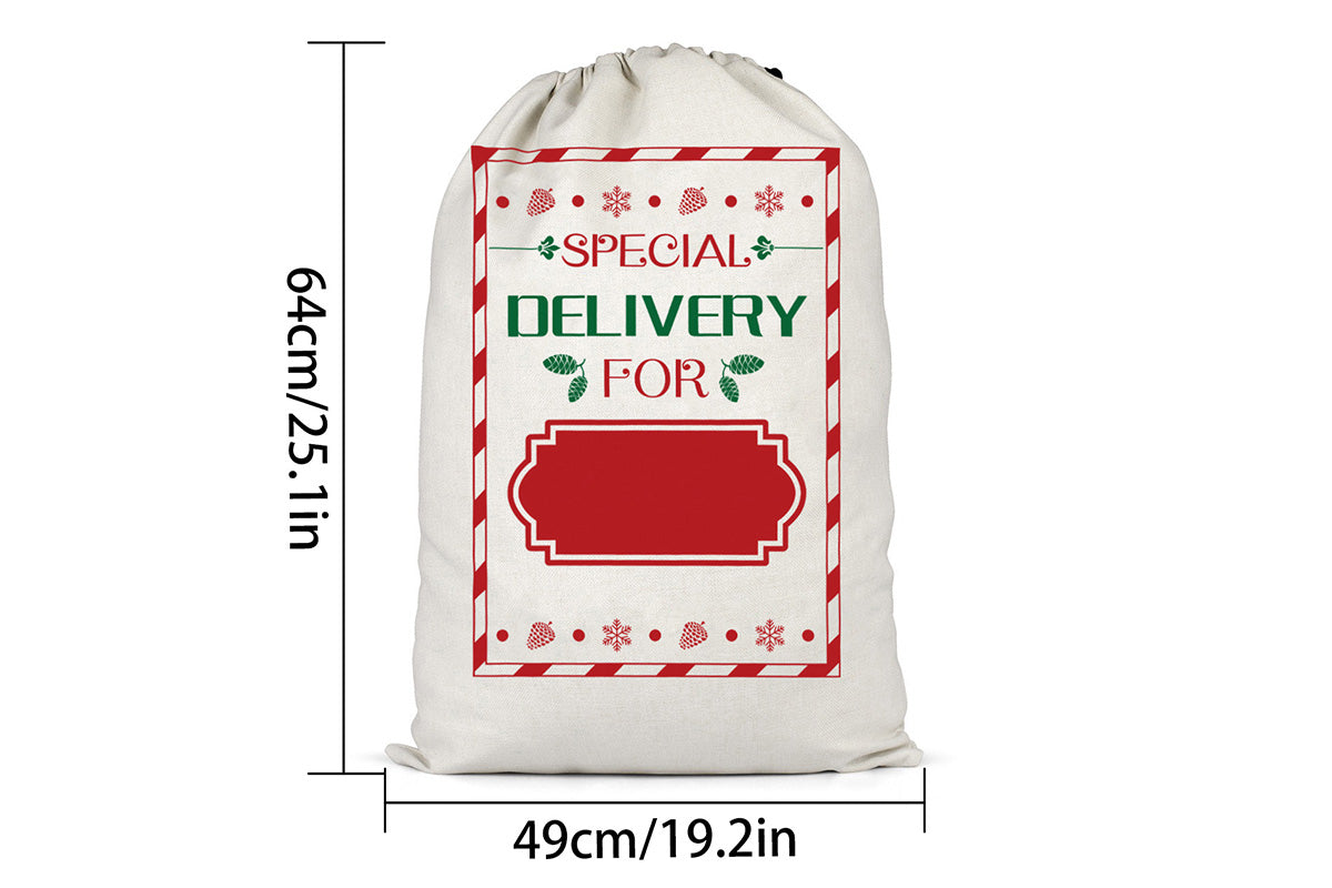 2Pcs Christmas Gift Canvas Bags Santa Sacks Drawstring Christmas Bags