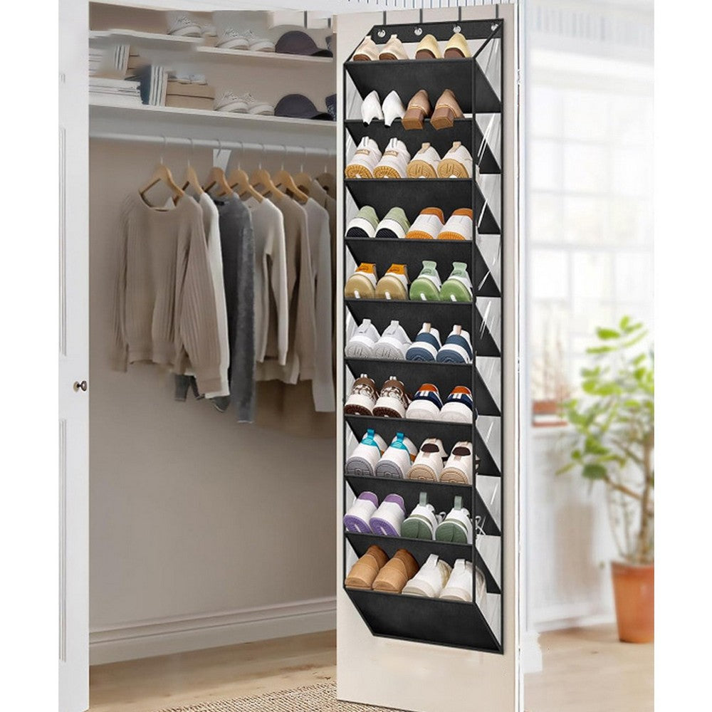 10 Tier Clear Over the Door Shoe Organizer Storage Hanging Organiser with Deep Pockets