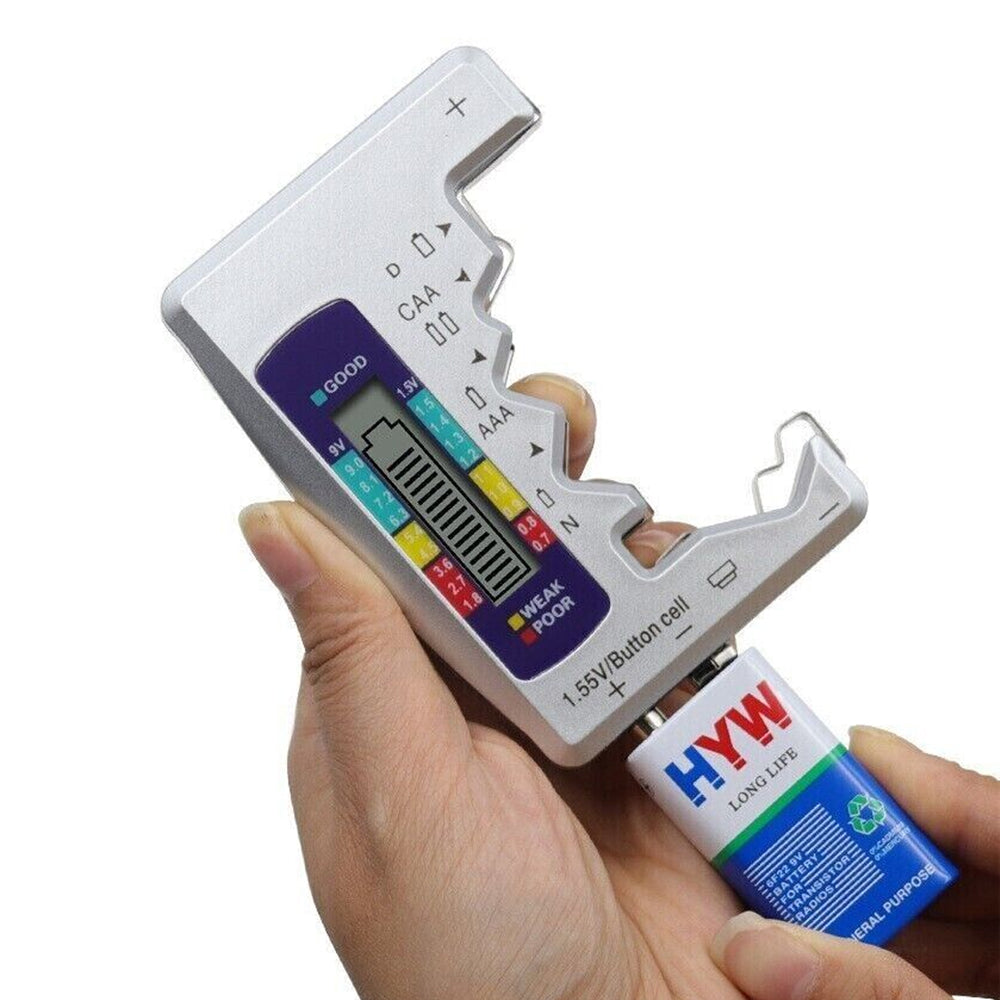 2Pcs Universal LCD Digital Battery Tester Battery Checker