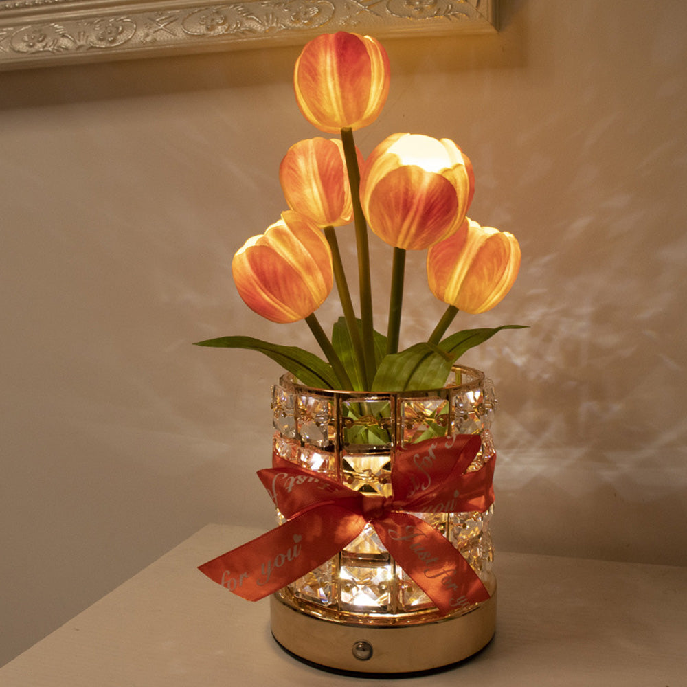 Tulip Flower Lamp Valentine Day Gifts 3 Color Dimming Night Light