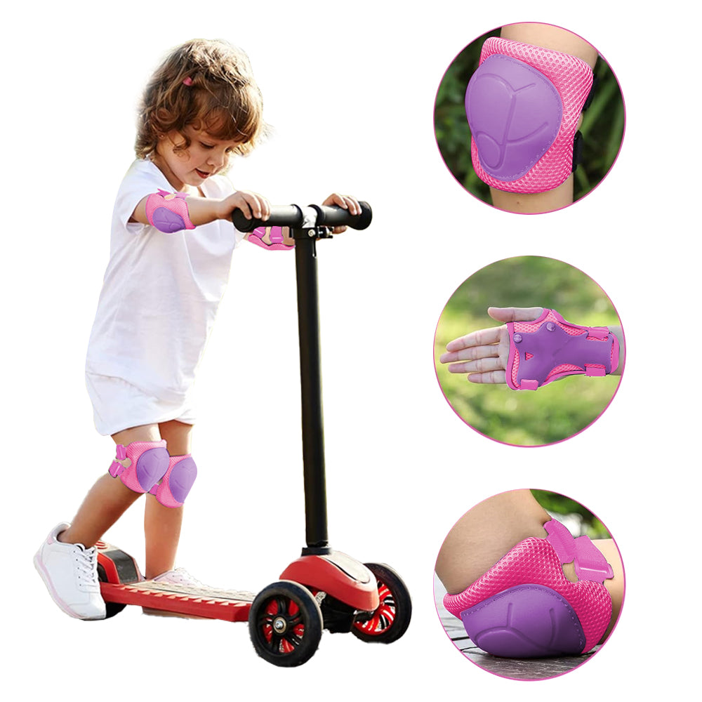 6 in 1 Kids Protective Gear Set Knee Pads Wrist Guards Elbow Pads