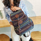 Boho Style Flap Drawstring Backpack