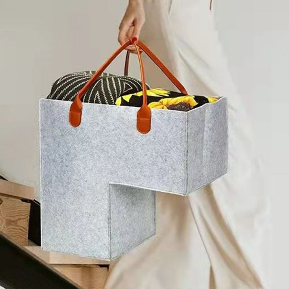 Foldable Storage Bag Durable Stair Step Basket with Handle
