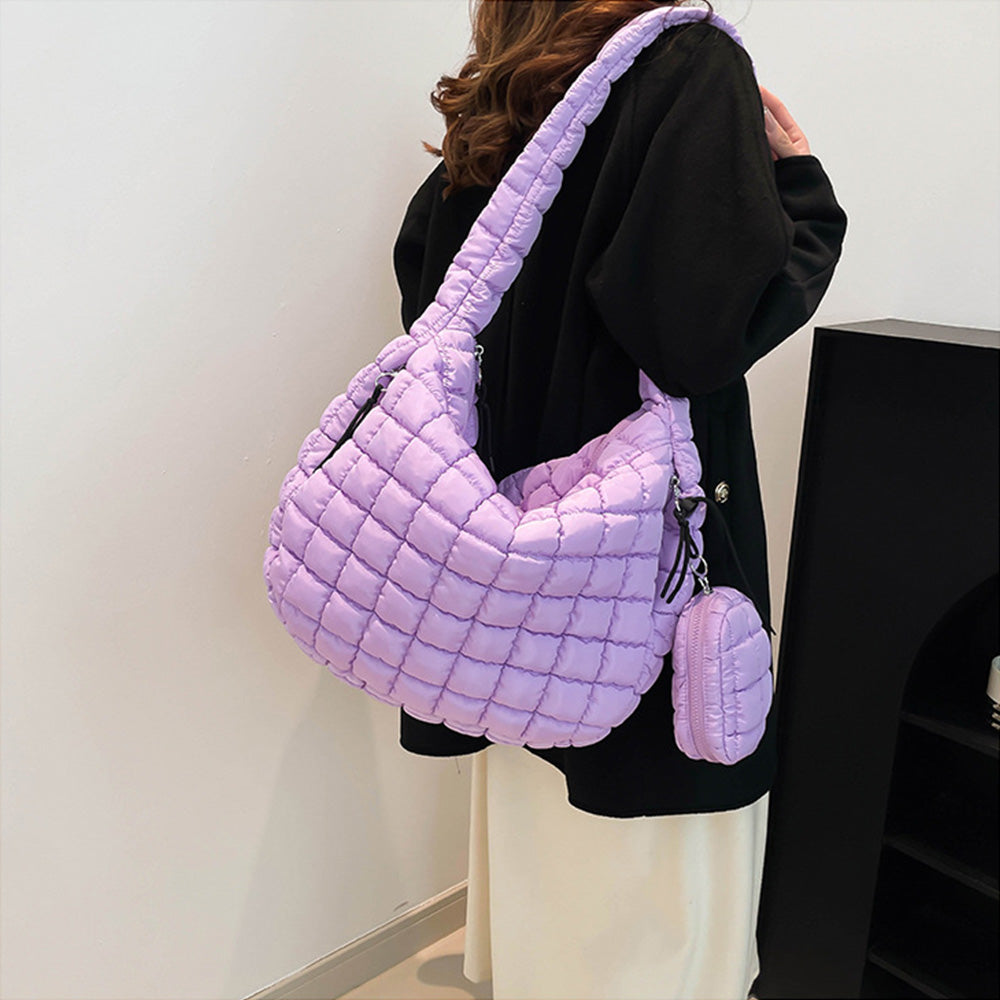 Puffer Tote Bag Quilted Puffy Crossbody Carryall Handbag